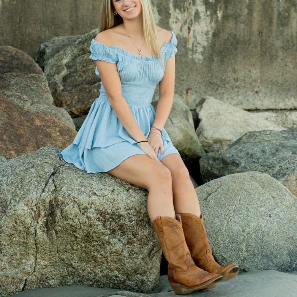 Princess Polly Sky Blue Ruffle Romper